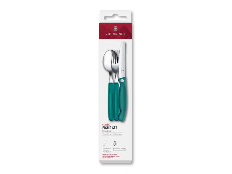 Set 3 couverts Victorinox Swiss Classic vert pliant