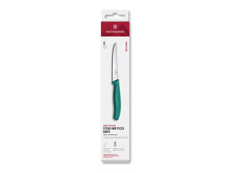Boite 6 couteaux steak Victorinox Swiss Classic lame 11 cm - manche vert