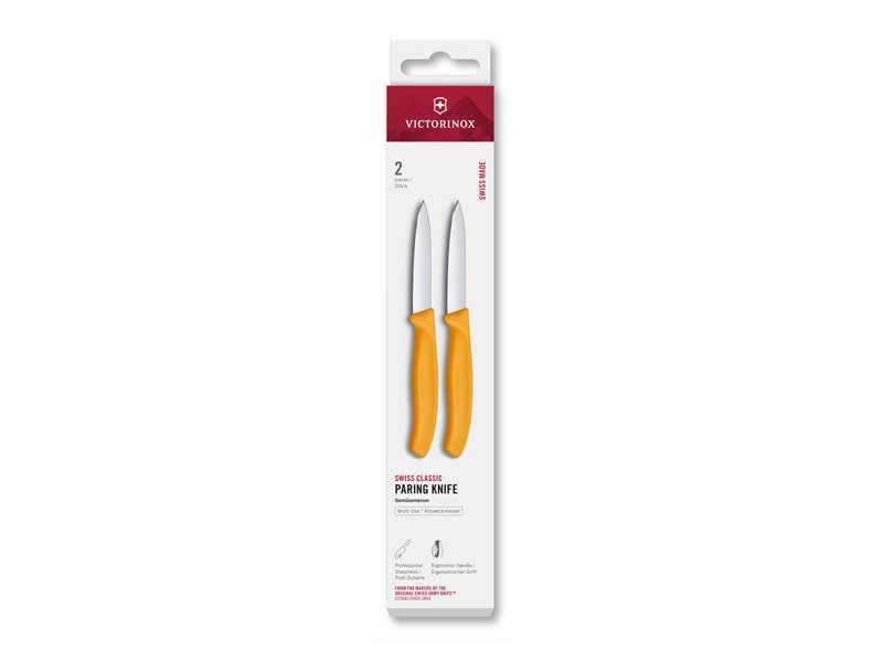Set 2 couteaux office Victorinox Swiss Classic 8 cm - manche jaune