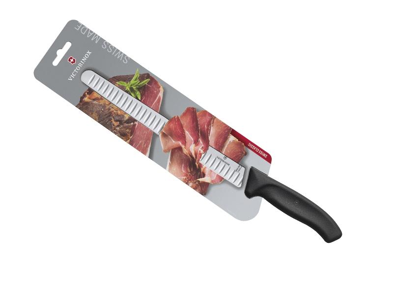 Couteau à jambon Victorinox Swiss Classic, lame alvéolée 25 cm inox - manche polypropylène noir