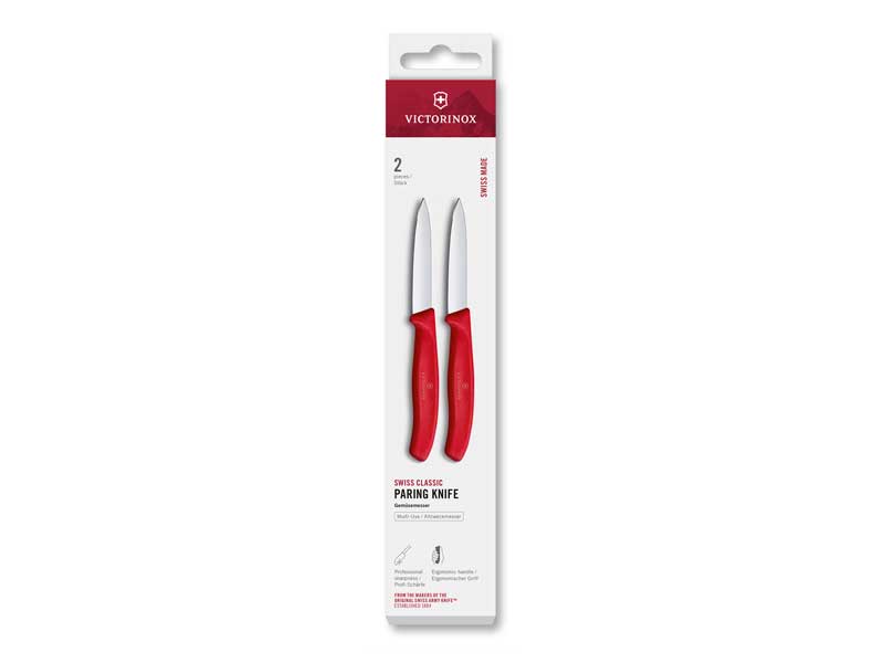 Set 2 couteaux office Victorinox Swiss Classic 8 cm - manche rouge