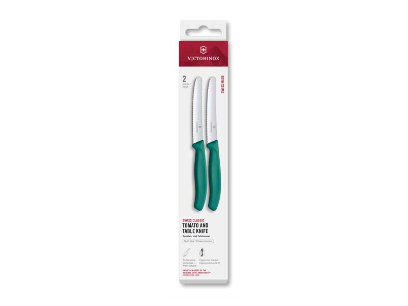 Boite 2 couteaux tomate Victorinox Swiss Classic 11 cm - manche vert