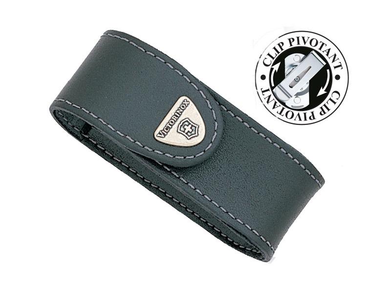 Étui cuir noir Victorinox avec clip pivotant pour couteaux 91 mm de 6 à 14 pièces.