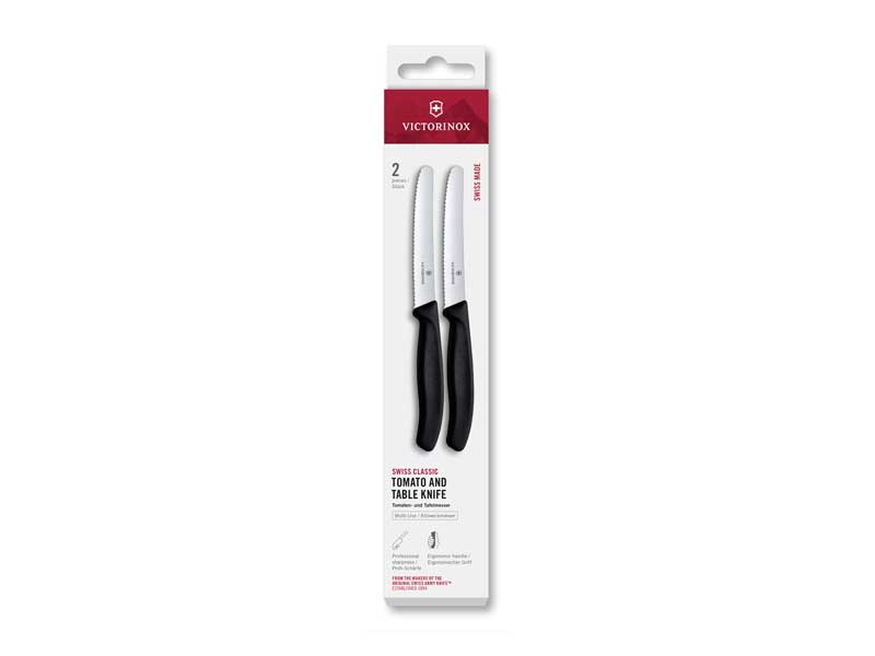 Boite 2 couteaux tomate Victorinox Swiss Classic 11 cm - manche noir