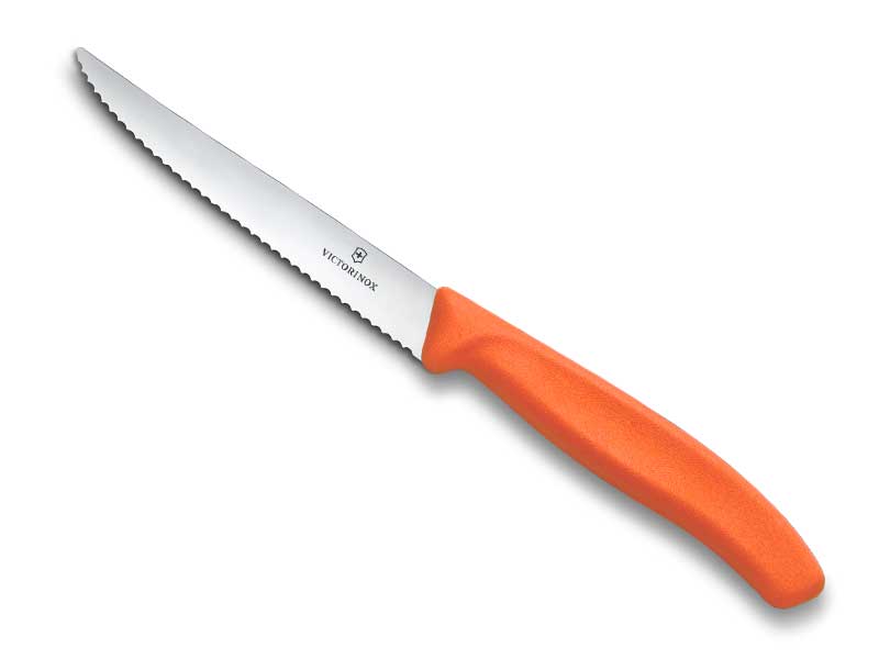 Couteau steak Victorinox Swiss Classic lame à dents 11 cm - manche orange