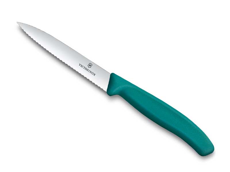 Couteau office Victorinox Swiss Classic lame à dents 10 cm - manche vert