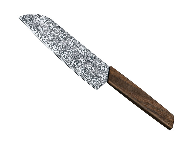 Couteau santoku Victorinox Swiss Modern édition limitée 2020 lame 17 cm Damas - manche noyer