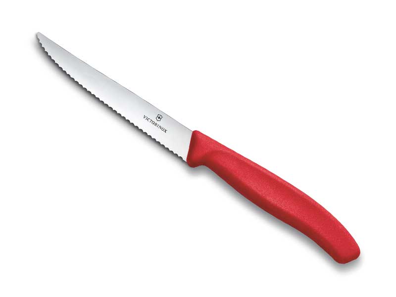 Couteau steak Victorinox Swiss Classic lame à dents 11 cm - manche rouge
