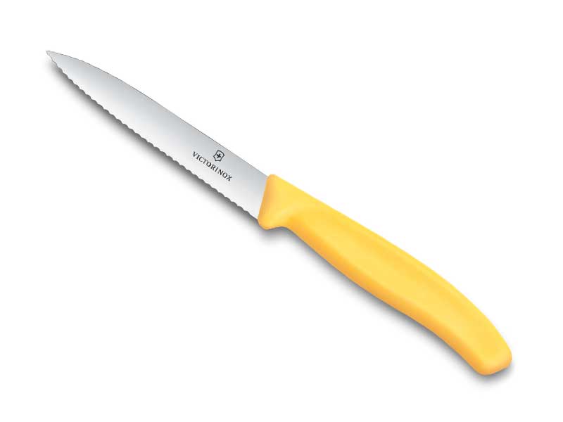 Couteau office Victorinox Swiss Classic lame à dents 10 cm - manche jaune