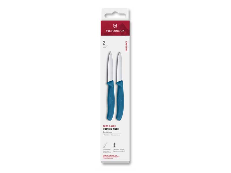 Set 2 couteaux office Victorinox Swiss Classic 8 cm - manche bleu