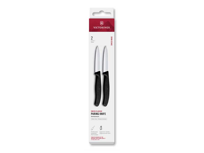 Set 2 couteaux office Victorinox Swiss Classic 8 cm - manche noir
