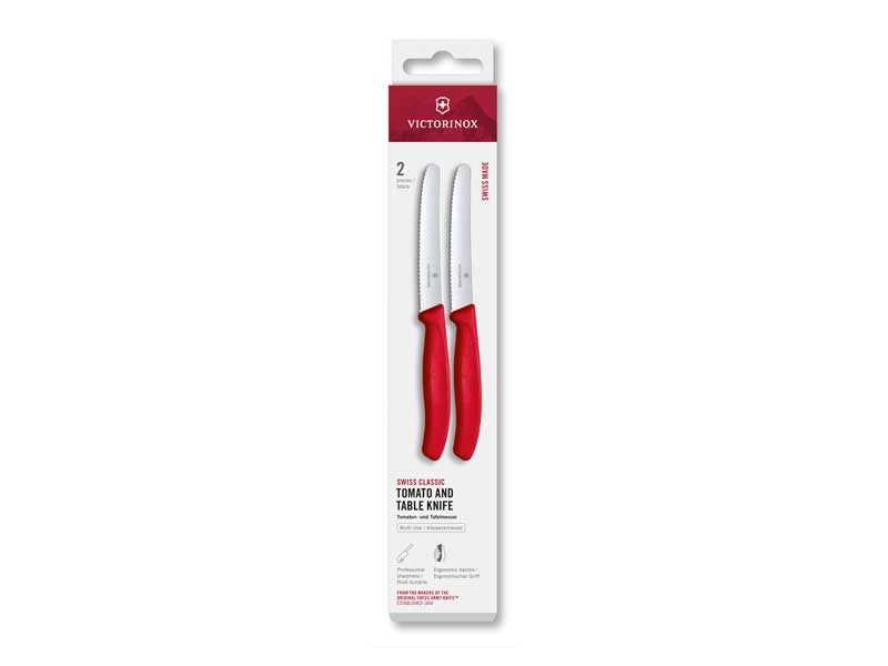 Boite 2 couteaux tomate Victorinox Swiss Classic 11 cm - manche rouge