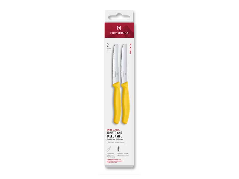 Boite 2 Couteaux tomate Victorinox Swiss Classic 11 cm - manche jaune