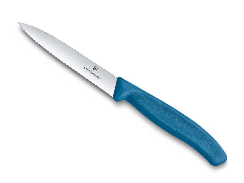 Couteau office Victorinox Swiss Classic lame à dents 10 cm - manche bleu