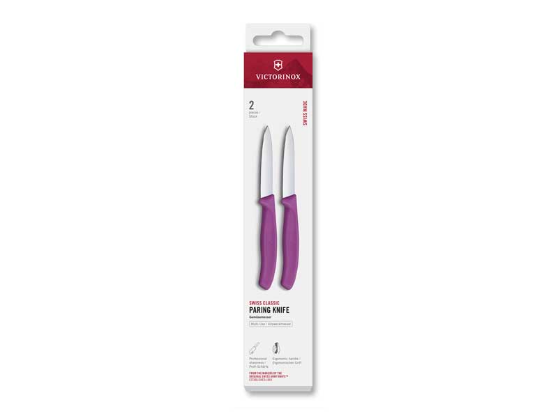 Set 2 couteaux office Victorinox Swiss Classic 8 cm - manche violet