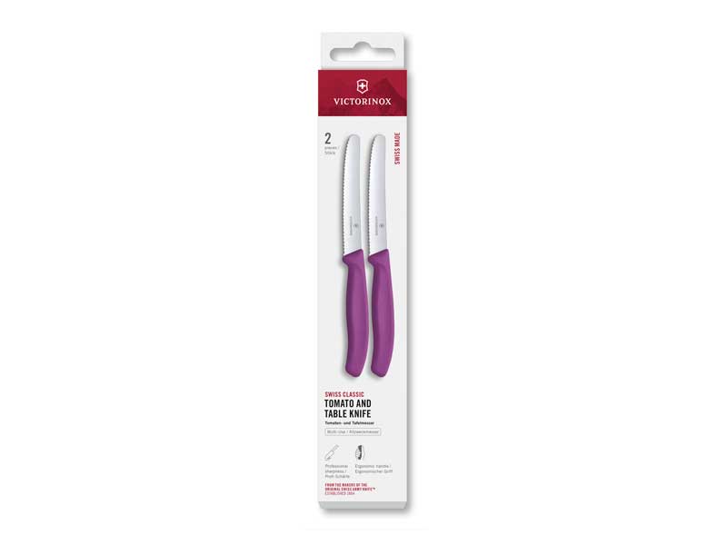 Boite 2 couteaux tomate Victorinox Swiss Classic 11 cm - manche violet