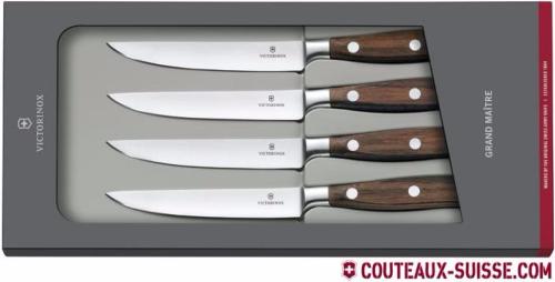 Coffret de 4 couteaux steak Victorinox forgés Grand Maître RoseWood