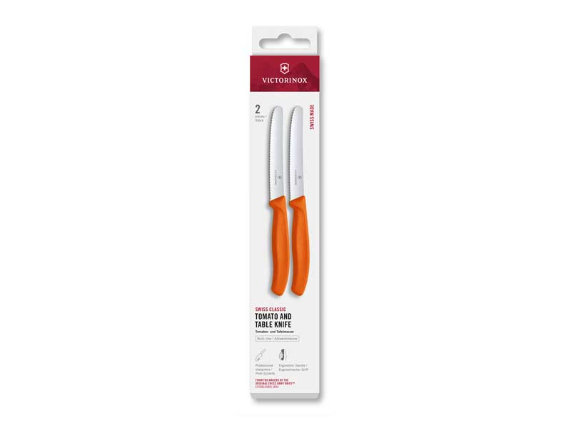 Boite 2 Couteaux tomate Victorinox Swiss Classic 11 cm - manche orange