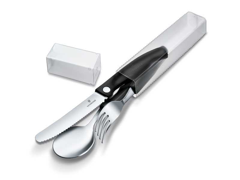 Set 3 couverts Victorinox Swiss Classic noir pliant