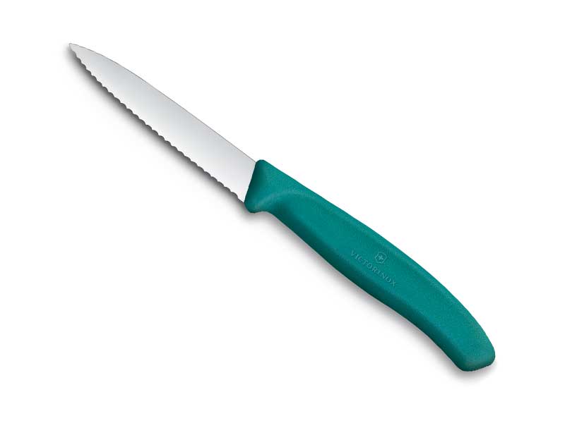 Couteau office Victorinox Swiss Classic lame à dents  8 cm - manche  vert