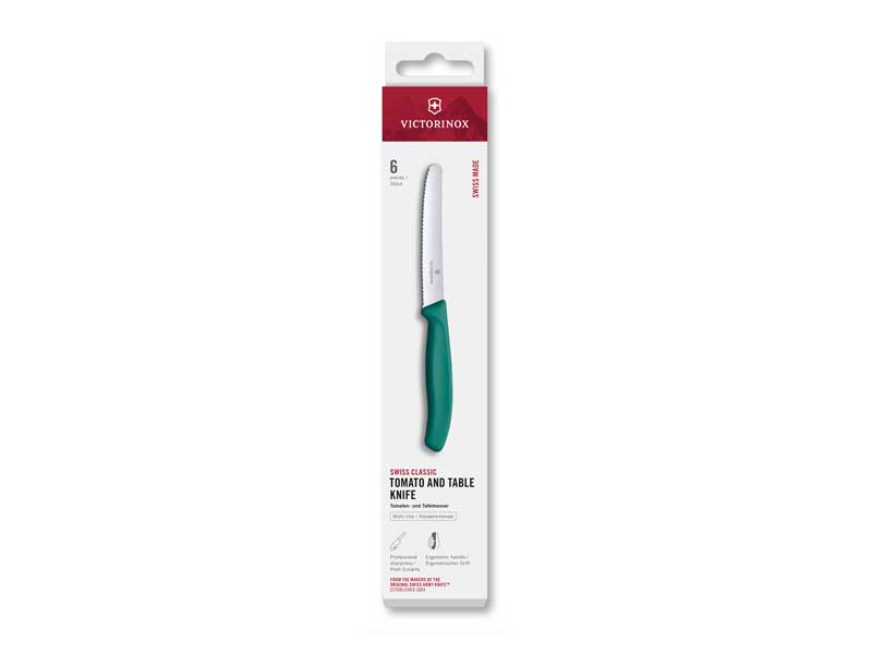 Boite 6 couteaux tomate Victorinox Swiss Classic 11 cm - manche vert