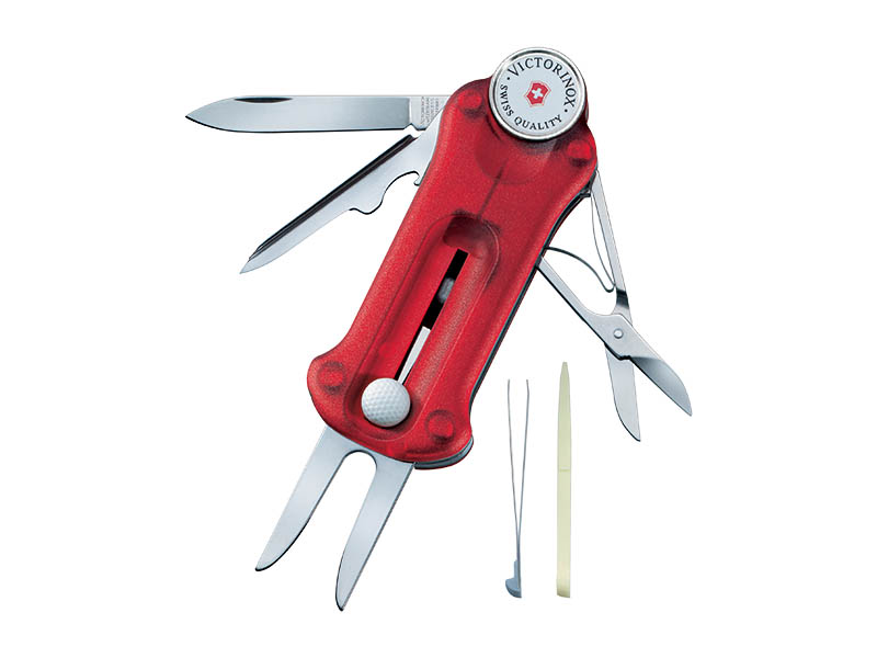 couteau pliant multifonctions Victorinox Golftool - Manche 91 mm, rouge translucide