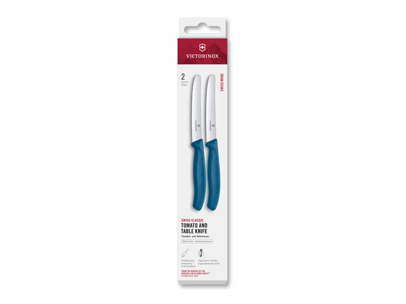 Boite 2 couteaux tomate Victorinox Swiss Classic 11 cm - manche bleu