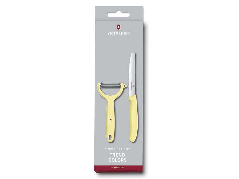 Set couteau tomates et éplucheur universel (manche Y) Victorinox - jaune pastel