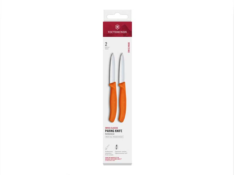 Set 2 couteaux office Victorinox Swiss Classic 8 cm - manche  orange