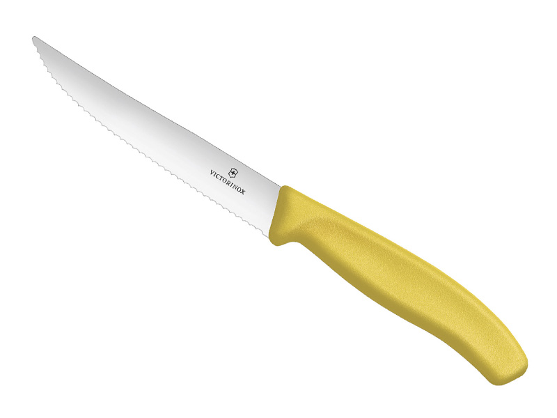 Couteau à pizza - steak Victorinox Swiss Classic lame dentée 12 cm - manche jaune