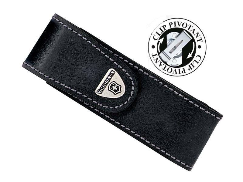 Étui cuir noir Victorinox + clip pivotant pour Swisstool ou couteaux 111 mm