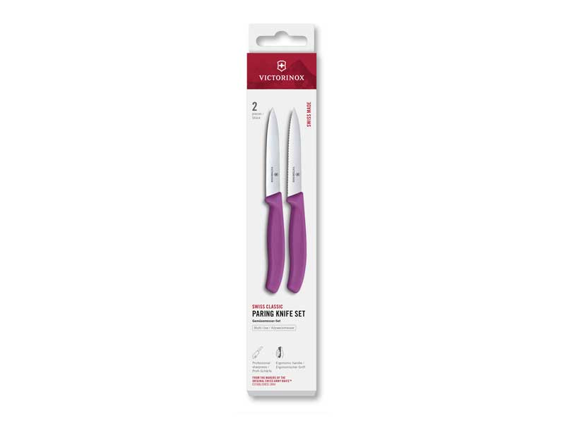 Set 2 couteaux office Victorinox Swiss Classic 10 cm  dents/lisse - manche violet