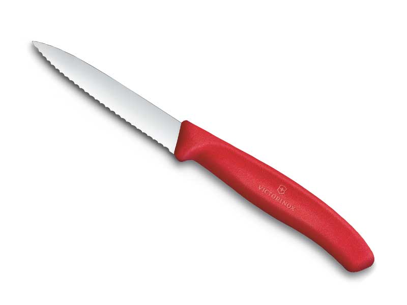 Couteau office Victorinox Swiss Classic lame à dents 8 cm - manche  rouge