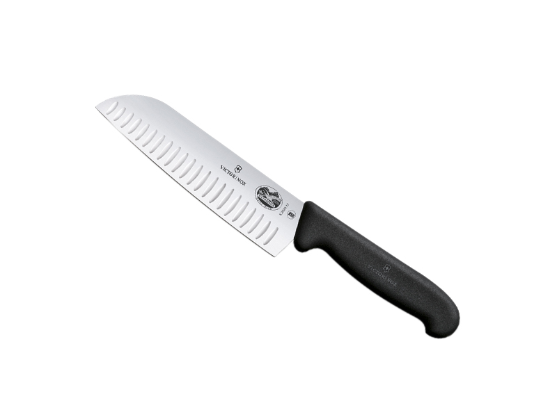 Couteau santoku alvéolé 17 cm Victorinox - manche Fibrox noir