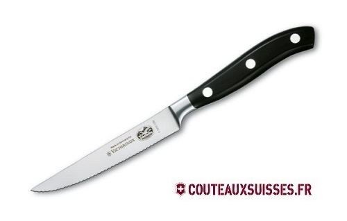 Couteau à steak Victorinox Grand Maître lame 12 cm dentée - manche noir