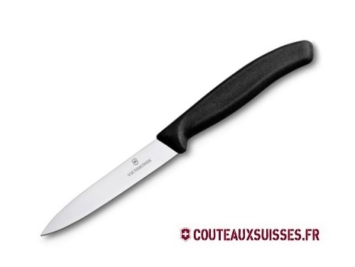 Couteau d'office Victorinox Swiss Classic, lame 10 cm pointe milieu - manche noir