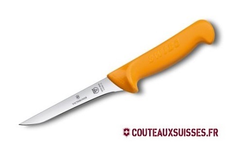 Couteau désosser Swibo, lame étroite flexible usée 16 cm inox, dos droit, manche grillon® jaune
